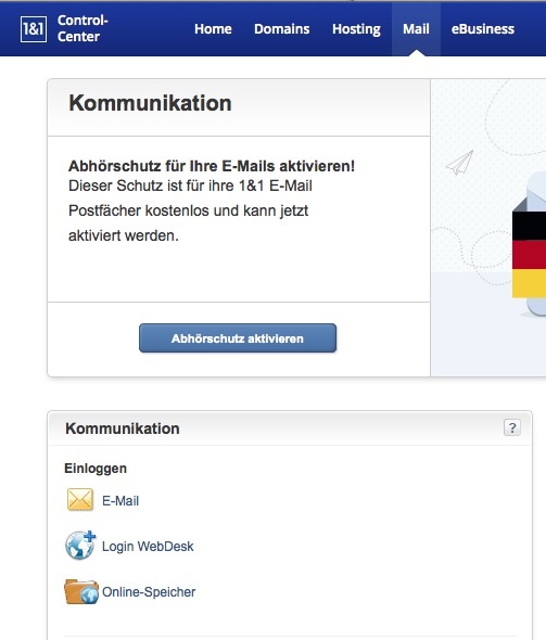 Outllok-Kalender-Freigabe. Verwaltung des Online-Speichers bei 1&1