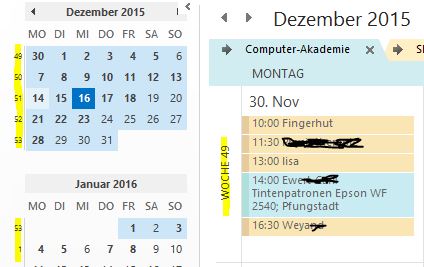 Anzeige der Kalenderwoche in Outlook 2013 im Navigationsbereich