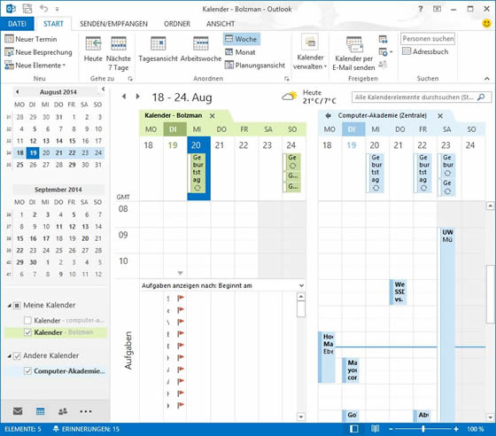 Abonnierte Kalender eines freigegebenen Outlook Kalenders