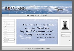 homepage im Bereich Dienstleistung. Beispiel hier: Bestattungsinstitut Rossmann, Pfungstadt