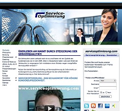 Homepage für Dienstleister. Beispiel die Dienstleistung Serviceoptimierung