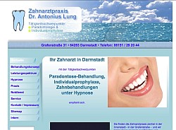 Homepage eines Zahnarztes in Darmstadt, umgesetzt mit dem Content-Management-System der Worldsoft AG