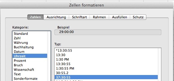 Zeitformatierung eines Wertes > 24h